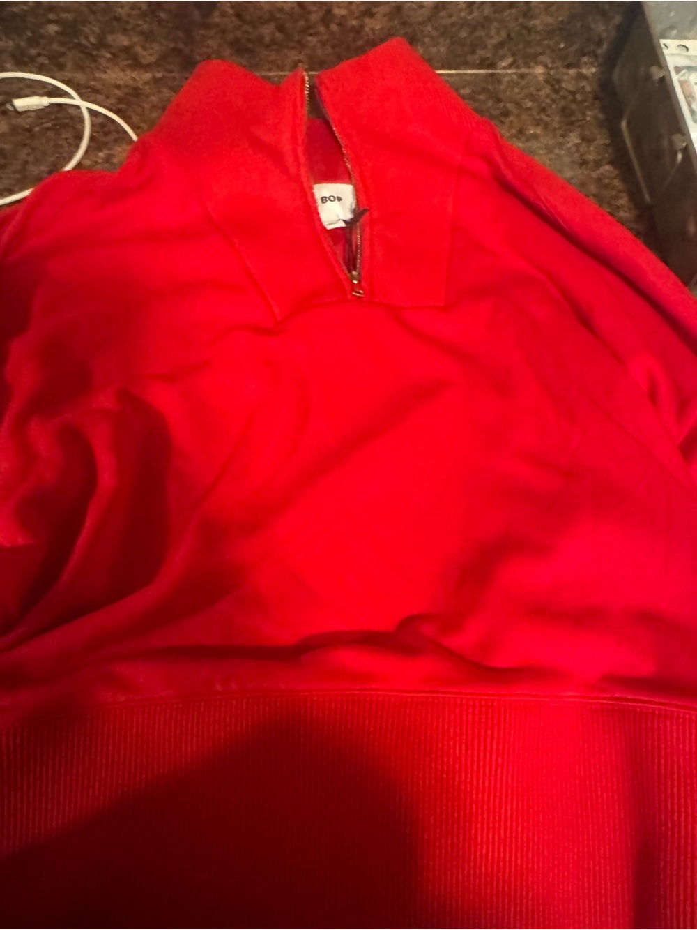 Red Half-Zip Turtleneck Sweater